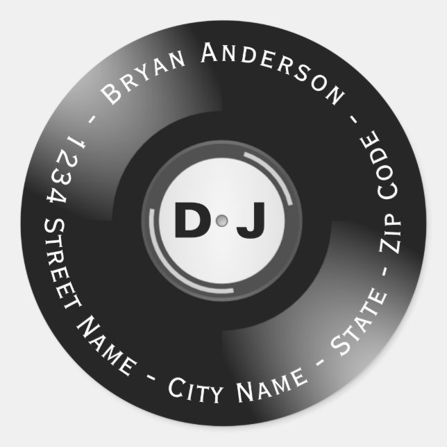 DJ Vinyl Return Address Label (Front)