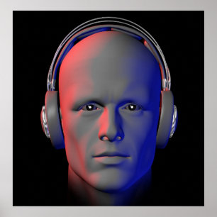 DJ with headphones illustration poster