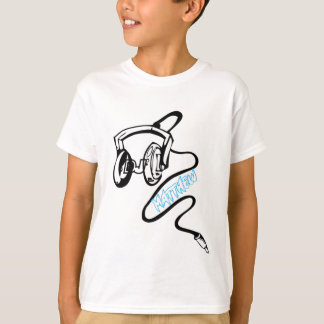 DJ your name white on black kids t-shirt