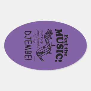 Djembe Feel The Music Oval Sticker
