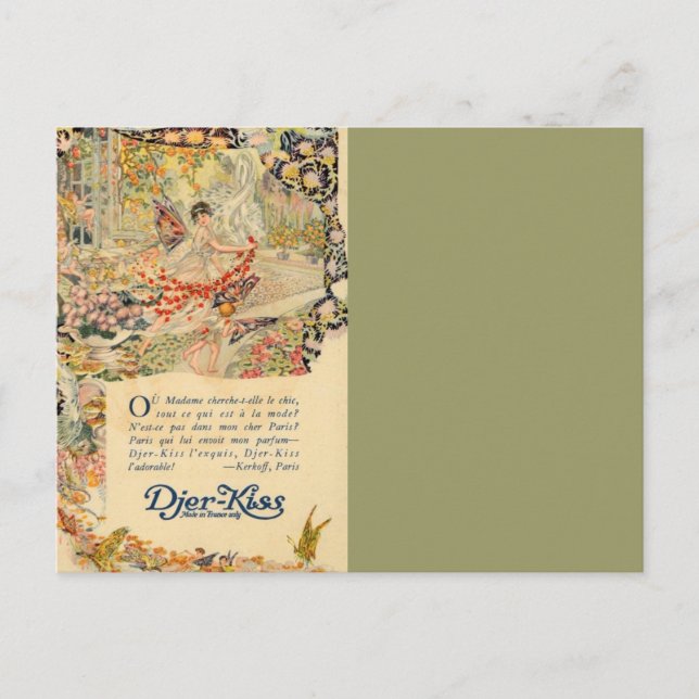 Djer-Kiss French Perfume Label Postcard (Front)