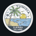 Djerba Tunisia Vintage Emblem Magnet<br><div class="desc">Djerba vector art design. Djerba,  an island off the coast of Tunisia,  is known for Mediterranean beaches.</div>