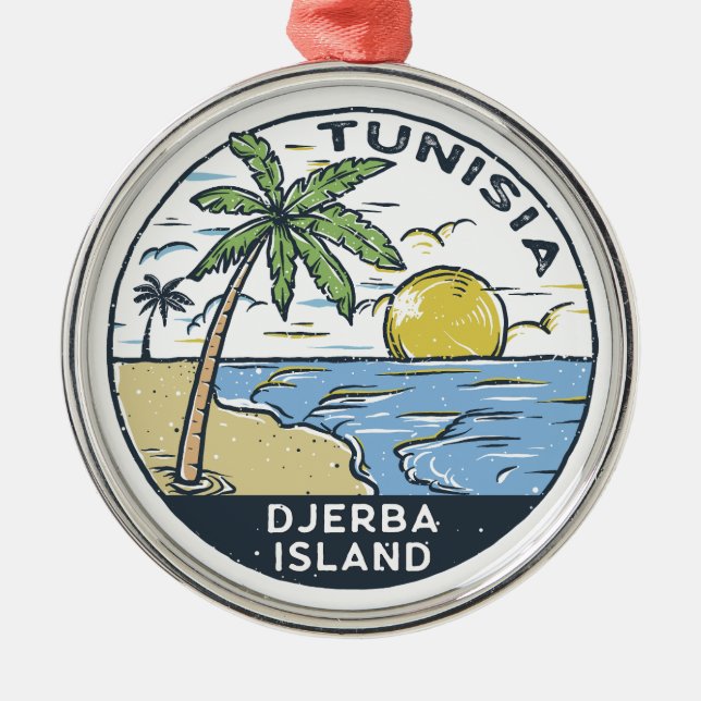 Djerba Tunisia Vintage Emblem Metal Tree Decoration (Front)