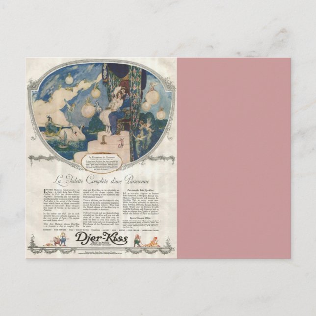 Djerkiss Romantic French Perfume Ad Postcard (Front)