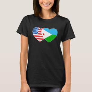 Djibouti and USA Flag Twin Heart for Djiboutian Am T-Shirt