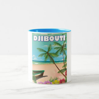 Djibouti Beach travel poster Two-Tone Coffee Mug