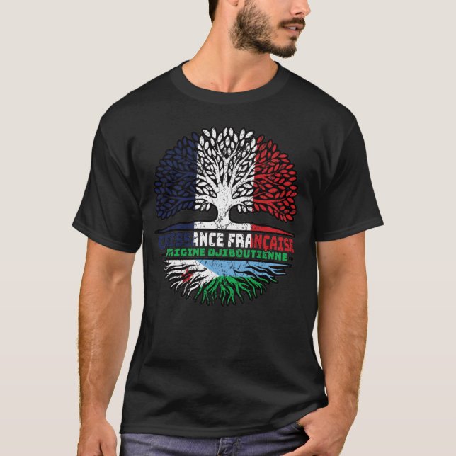 Djibouti Djiboutian  French France Tree Roots Flag T-Shirt (Front)
