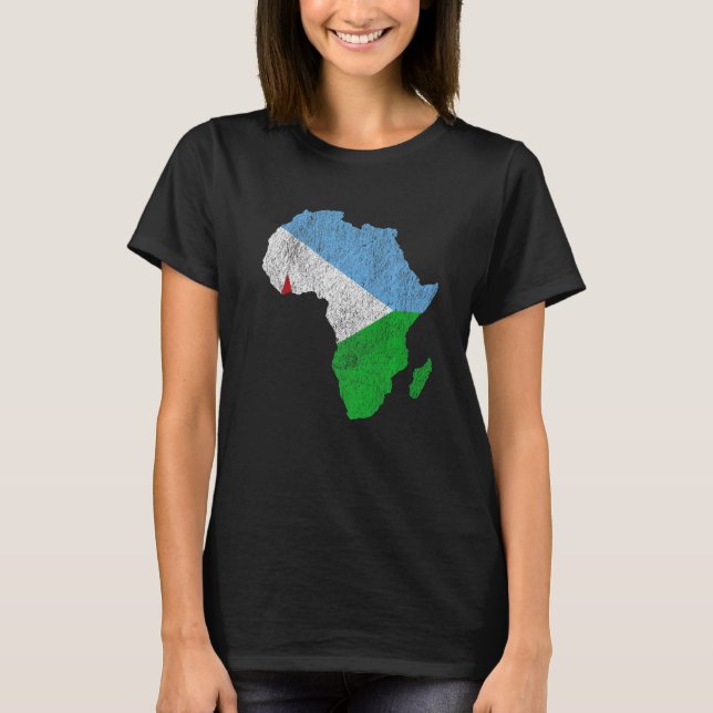 Djibouti Flag Africa Continent Silhouette Gift Dji T-Shirt (Front)