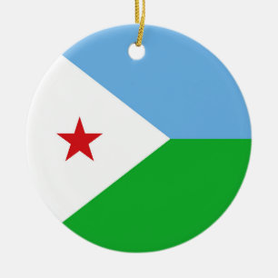 Djibouti flag ceramic tree decoration