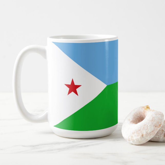 Djibouti flag coffee mug (With Donut)