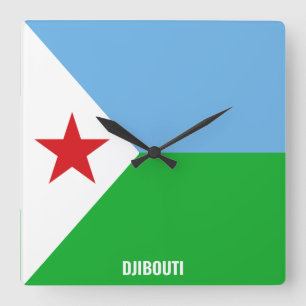 Djibouti Flag Dazzling Patriotic Square Wall Clock