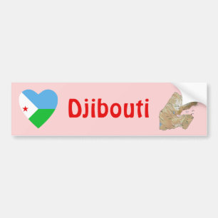 Djibouti Flag Heart + Map Bumper Sticker