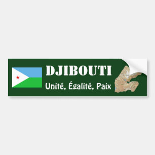Djibouti Flag + Map Bumper Sticker