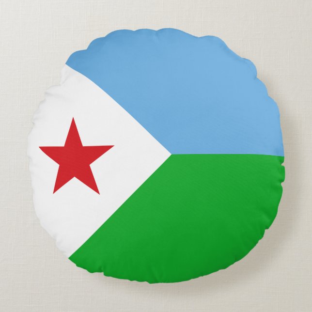 Djibouti Flag Round Cushion (Front)