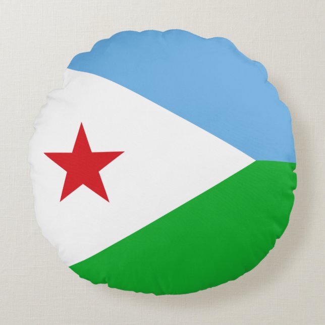 Djibouti Flag Round Cushion (Front)