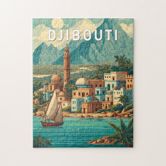 Djibouti Illustration Travel Art Vintage Jigsaw Puzzle (Vertical)