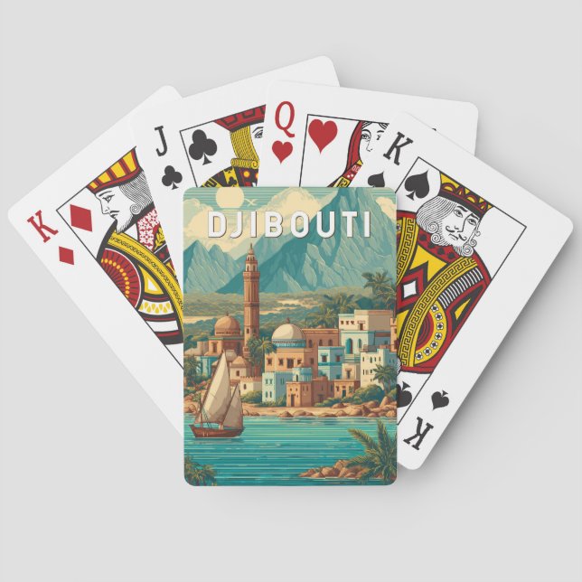 Djibouti Illustration Travel Art Vintage Playing Cards (Back)