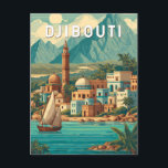 Djibouti Illustration Travel Art Vintage Postcard<br><div class="desc">Djibouti in a vector art style. From the surreal shores of Lake Assal to diving with whale sharks in the Gulf of Tadjoura,  Djibouti offers a raw and unforgettable adventure for nature lovers and explorers.</div>