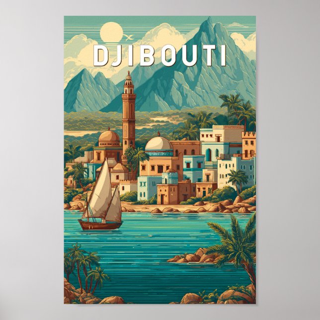 Djibouti Illustration Travel Art Vintage Poster (Front)