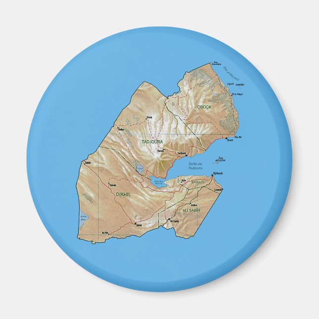 Djibouti Map Magnet (Front)
