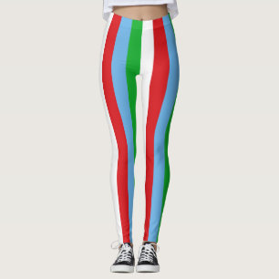 Djibouti National Flag Colours Vertical Striped Leggings