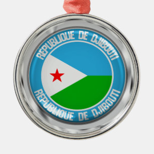 Djibouti Round Emblem Metal Tree Decoration