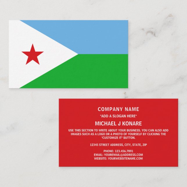 Djiboutian Flag, Flag of Djibouti Business Card (Front/Back)