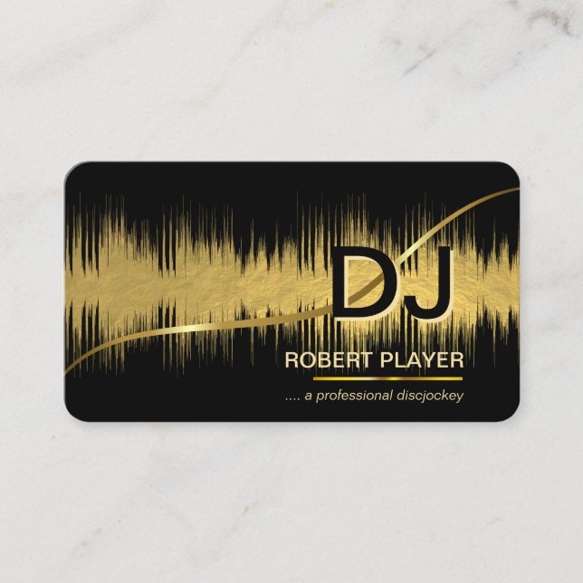 DJs Deejay Professional Music Band Event Gold Business Card (Front)