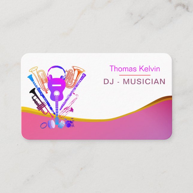 DJs Music Instruments Event Organiser Rainbow Business Card (Front)