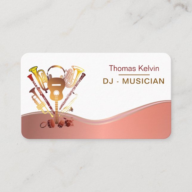 DJs Music Instruments Event Organiser Rainbow Business Card (Front)