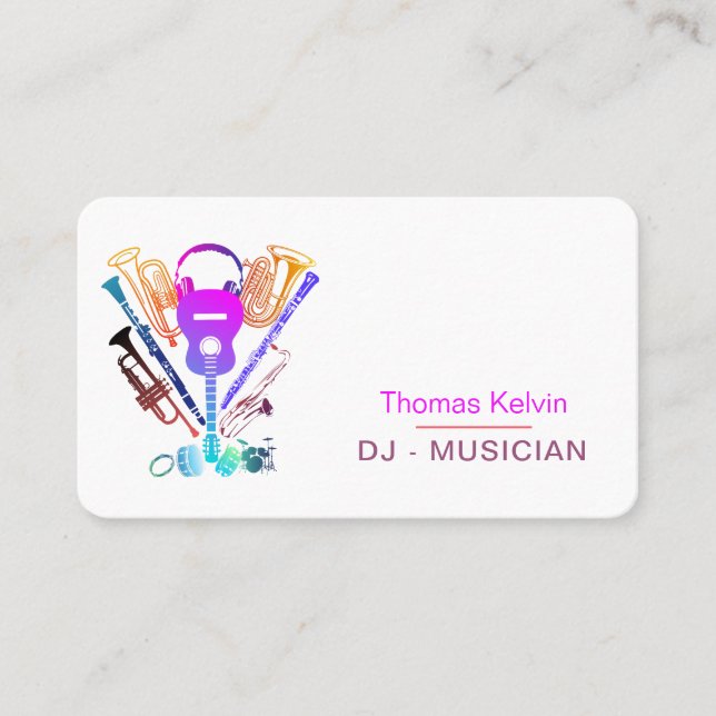 DJs Music Instruments Event Organiser Rainbow Business Card (Front)