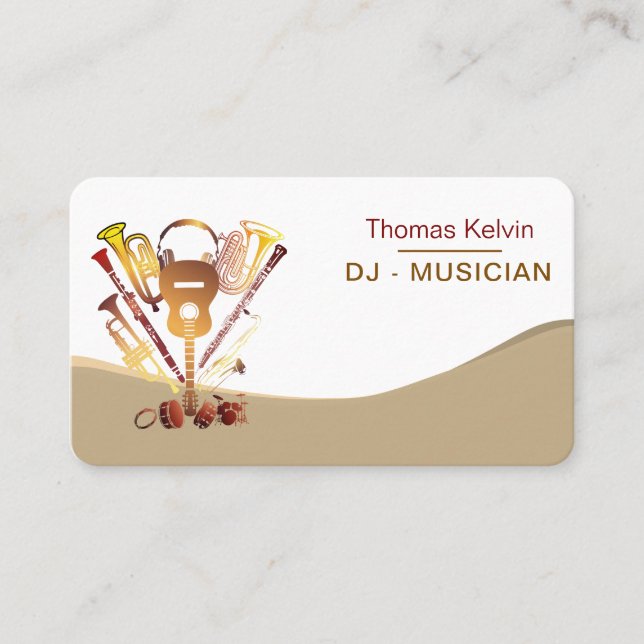 DJs Music Instruments Event Organiser Rainbow Business Card (Front)