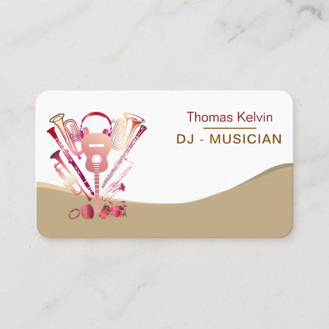 DJs Music Instruments Event Organiser Rainbow Business Card (Front)