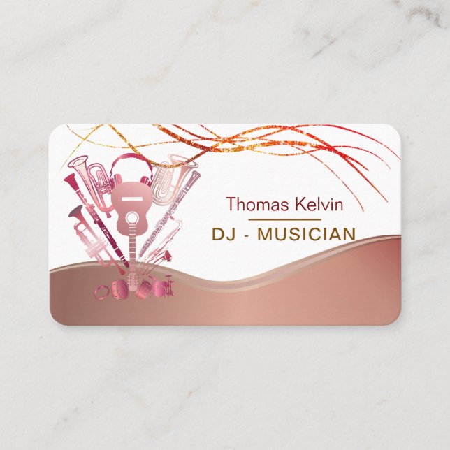 DJs Music Instruments Event Organiser Rainbow Business Card (Front)