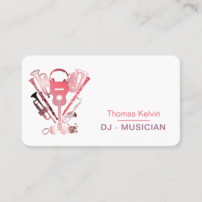 DJs Music Instruments Event Organiser Rose Gold Business Card (Front)