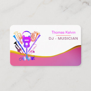 DJs Music Instruments Event Organizer Rainbow Business Card