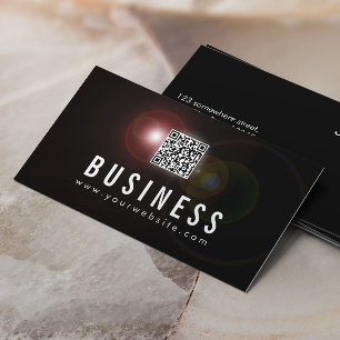DJs Music Lens Flare QR Code Business Card