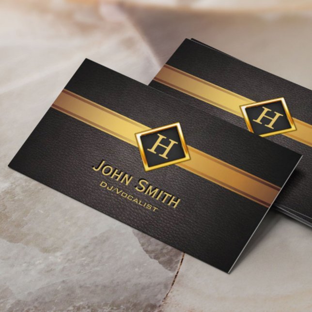 DJs Music Royal Monogram Gold Label Business Card (Creator Uploaded)