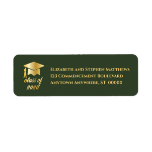 Dk Green   Gold Class of 2026 Graduation Cap Label