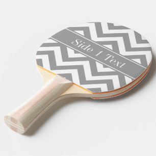 Dk Grey White LG Chevron Dk Grey Name Monogram Ping Pong Paddle