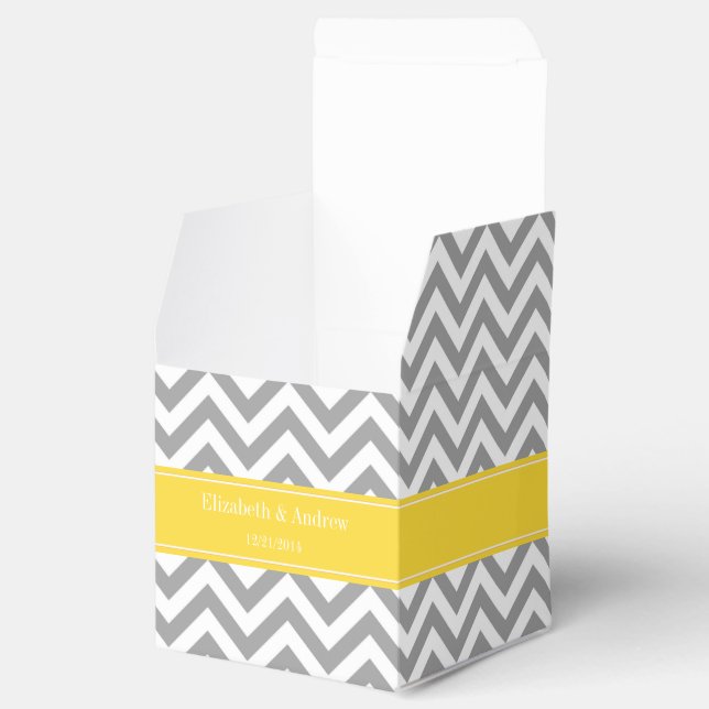 Dk Grey White LG Chevron Pineapple Name Monogram Favour Box (Opened)