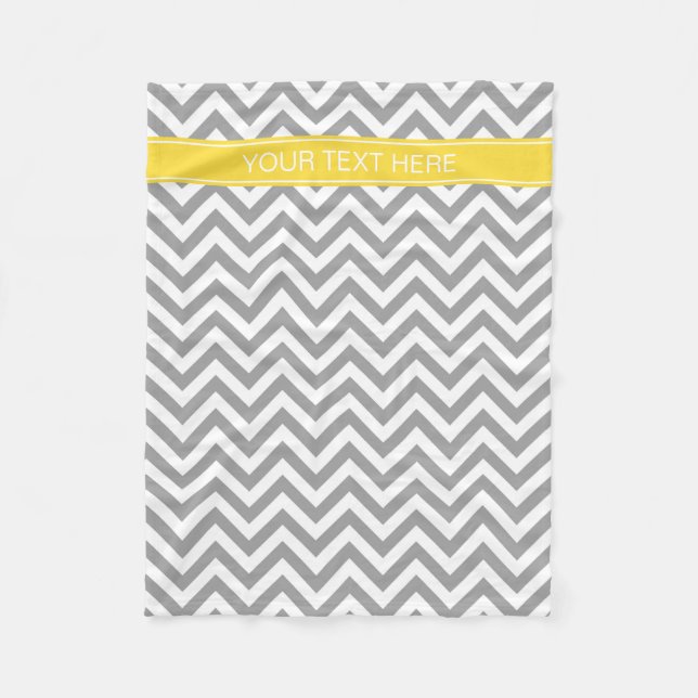 Dk Grey White LG Chevron Pineapple Name Monogram Fleece Blanket (Front)