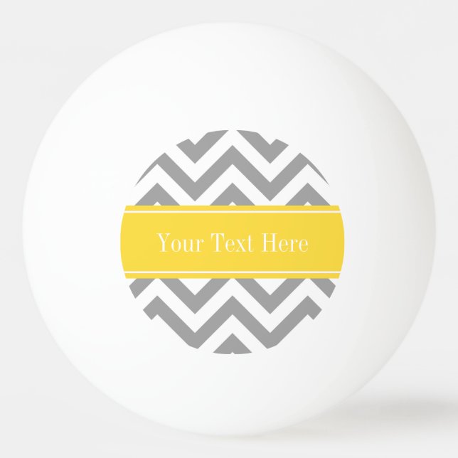 Dk Grey White LG Chevron Pineapple Name Monogram Ping Pong Ball (Front)