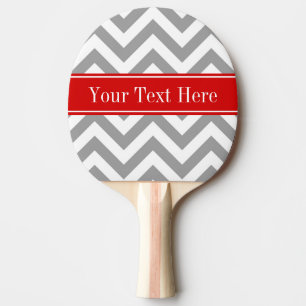 Dk Grey White LG Chevron Red Name Monogram Ping Pong Paddle