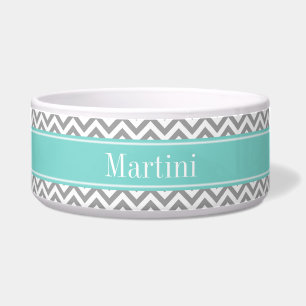 Dk Grey White LG Chevron Turquoise Name Monogram