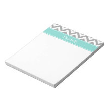 Dk Grey White LG Chevron Turquoise Name Monogram