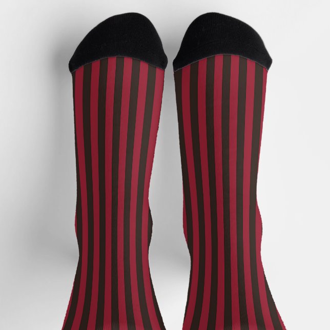Dk Red And Black Stripes  Socks (Top)