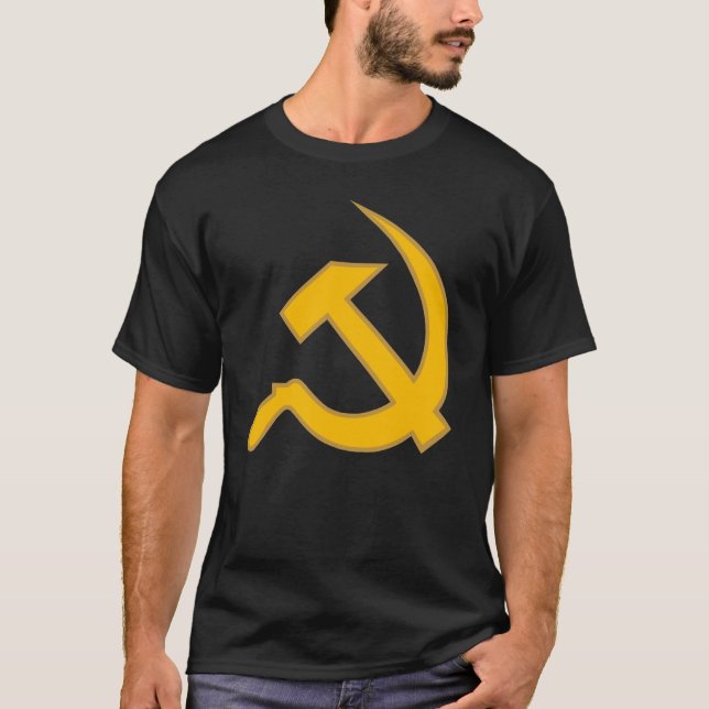 Dk Yellow & Tan Classic Hammer & Sickle T-Shirt (Front)