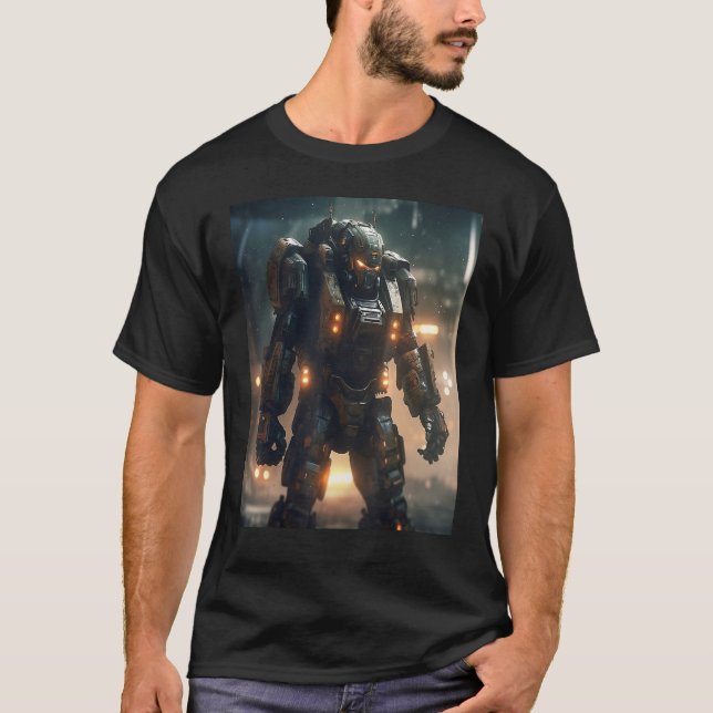 DKH138 Sci fi Graphic  Heroshell Battle Armor T-Shirt (Front)