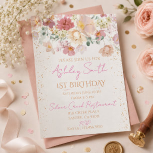 Dloral First Birthday Invitation